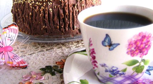 Торт кунжутный с малиновым шоколадным кремом «Фрау блонди в шоколаде»