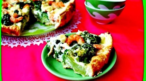 Торт с брокколи и креветками