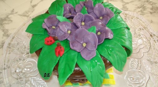 торт Горшочек с фиалками