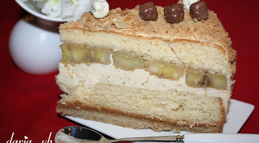 Банановый торт с карамельным баварским муссом для Самой Лучшей