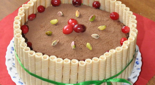 Шоколадный торт с клюквой