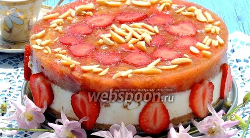 Творожный торт с ревенем