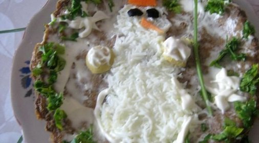 Нежный печеночный торт «Снеговик»