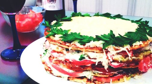 Кабачковый торт с помидорами