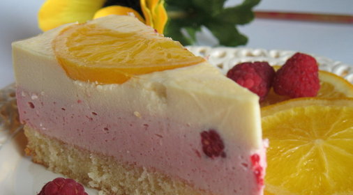 Торт с малиной и глазированными апельсинами. «Солнышко для Иришки»