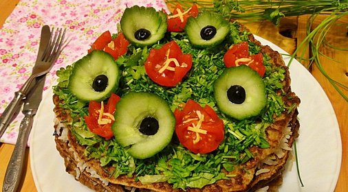 Печёночный торт Цветочная поляна