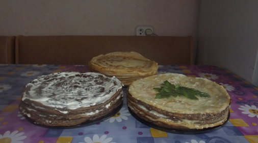 Печёночно-блиный тортик