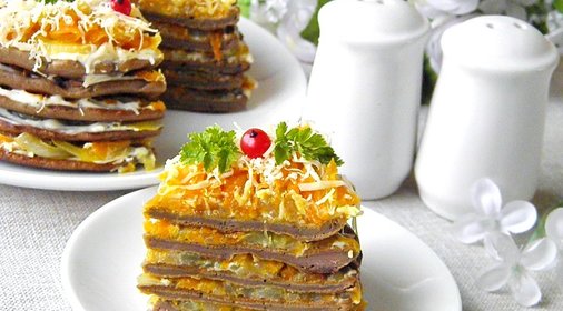 Печеночный торт из куриной печени