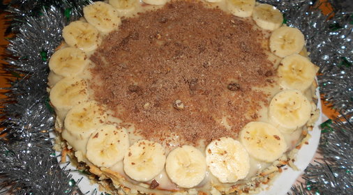 Творожно-банановый торт