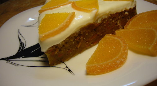 Яблочно - морковный пирог - торт с кремом из рикотты. (без яиц)