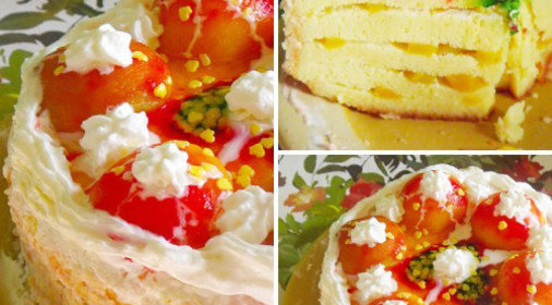 Торт персиковый бисквитный Для любимой мамочки