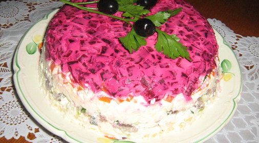 Селёдочно-овощной торт