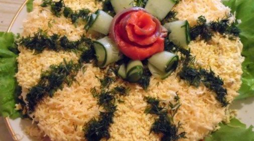 Слоеный салат-торт Мимоза