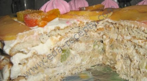 Быстрый торт творожно-фруктовый