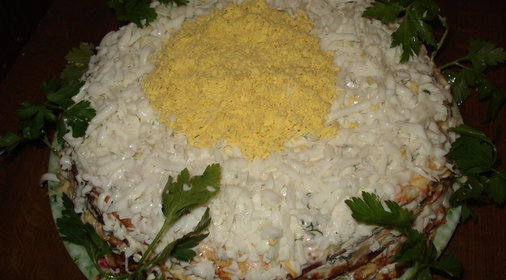 блинный торт со шпротами