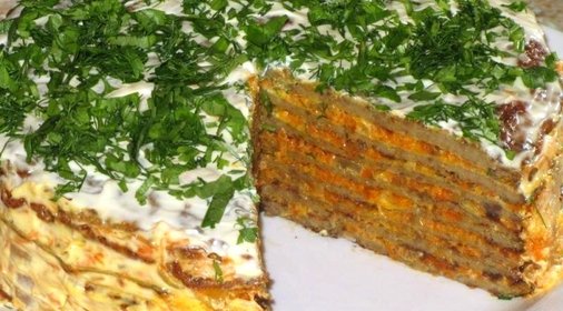 Печеночный торт с блинами