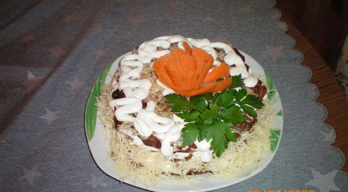 печёночный торт с грибами