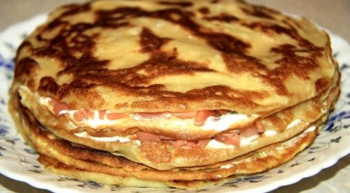 Блинный торт с семгой