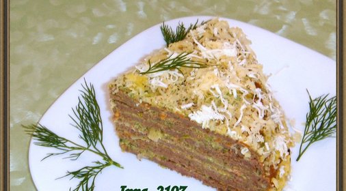 Печеночный торт с сырно -кефирным кремом