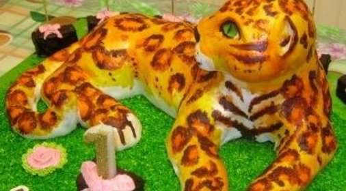 Торт Леопард подарок для любимой дочери на годик + дуэль Мастичный 3Д торт