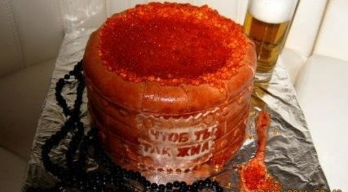 Торт Медовый бочоночек с икрой