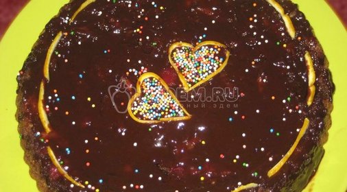 Французский шоколадный торт с фруктами