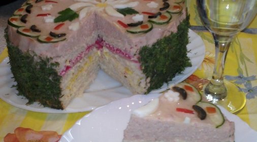 Бутербродный торт с ветчинным муссом