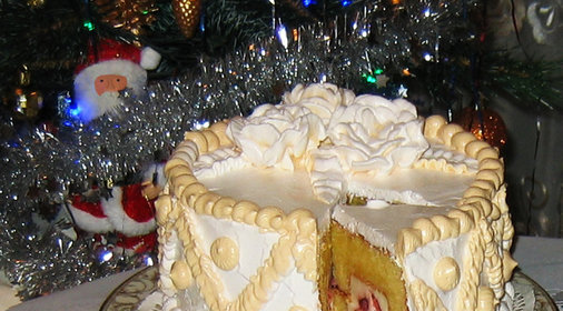 Торт Рождество на сметанном бисквите