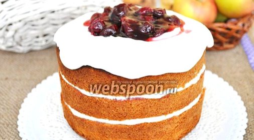 Голый торт с творожным кремом и пьяной вишней