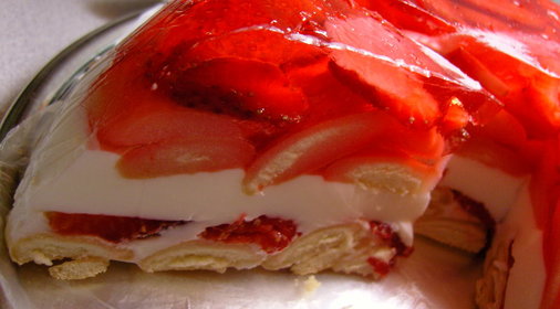 Торт клубничный со сметаной и желе