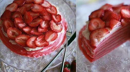 Блинный торт с клубникой