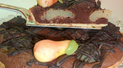 Домашний торт ШОКО-ГРУША с консервированными грушами, шоколадом и орехами