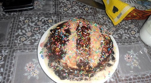 Блинный торт с шоколадной помадкой