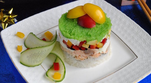 Закусочный суши-торт с сырным кремом