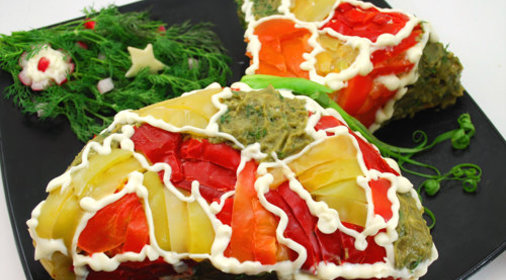 Закусочный торт Мешочек с подарками