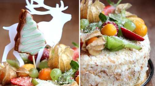 Зимний торт «Наполеон» c фруктами