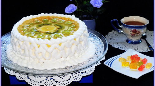 Торт творожный с фруктами