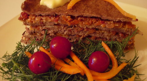 Печеночный торт для любимого (с вишней и фисташками)