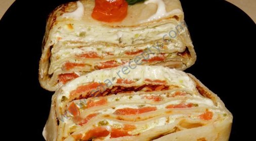 Блинный торт с семгой