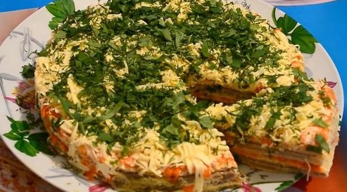 Селёдочный торт на вафельных коржах