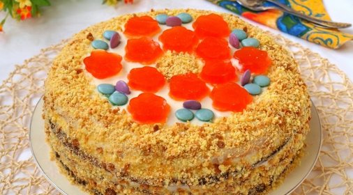 Бисквитный торт с бананами