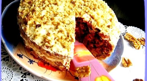 Торт из свеклы с грецкими орехами