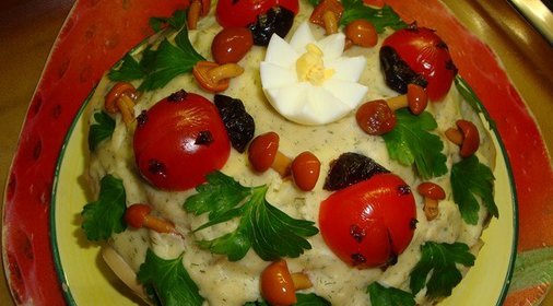 Закусочный сырно-грибной тортик