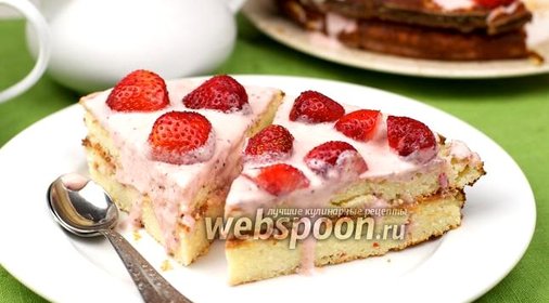 Творожный торт с клубникой