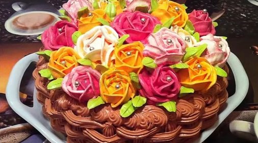 Торт Корзина с цветами