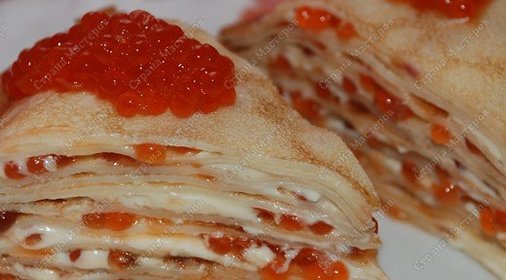 Блинный тортик с икрой