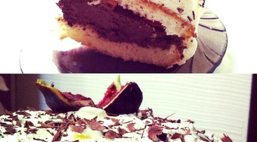 Бисквитный торт с сырно-шоколадным кремом