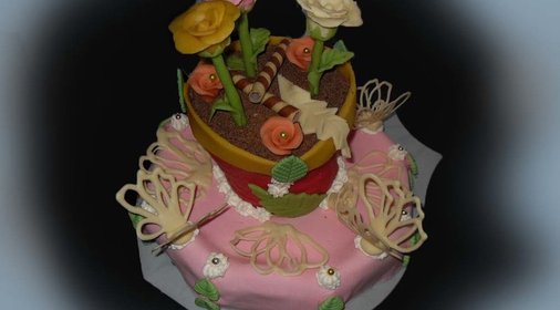 Торт цветочный горшок