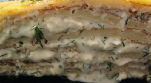 Блинчатый торт с брынзой