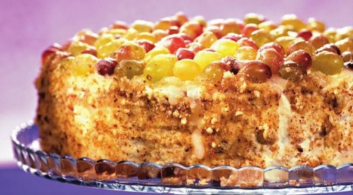 Творожный торт с виноградом